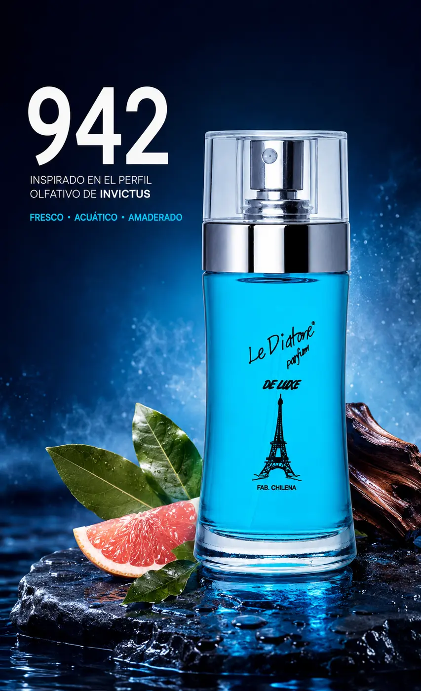 Gráfica del perfume Lediatone 942, inspirado en Invictus